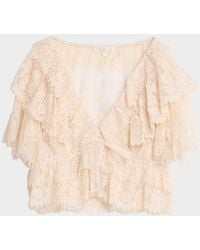 LoveShackFancy - Caper Lace Ruffle Crop Top - Lyst