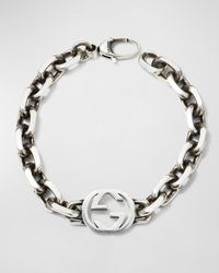 Gucci - Sterling Silver Interlocking G Chain Bracelet - Lyst