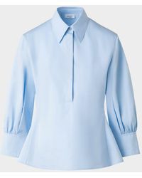 Akris Punto - Balloon-Sleeve Button-Front Heavy Cotton Poplin Blouse - Lyst