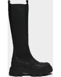 Ganni - Cleated Leather High Chelsea Boots - Lyst