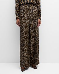 Max Mara - Ghinea Wide-Leg Leopard Print Trousers - Lyst