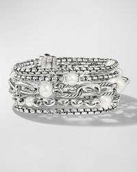 David Yurman - Dy Madison Multi Row Chain Bracelet With Pearls In Silver, 25.7mm - Lyst