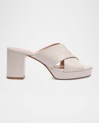 Stuart Weitzman - 80Mm Dayna Croc-Embossed Leather Platform Sandals - Lyst