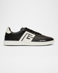 Balmain - Swan Calfskin Low-Top Sneakers - Lyst