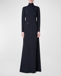 Akris - Embellished Long-Sleeve Godet-Back Gown - Lyst
