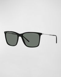 Giorgio Armani - Logo Engraved Square Acetate & Plastic Sunglasses - Lyst