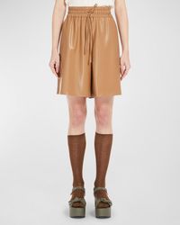 Weekend by Maxmara - High-Rise Nappa Leather Shorts - Lyst