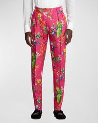 Ralph Lauren Purple Label - Botanical Print Linen Trousers - Lyst
