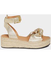 Odissi - Bella Metallic Leather Espadrille Platform Sandals - Lyst