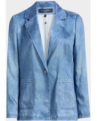 Kobi Halperin - Veronica Denim-Print Satin Jacket - Lyst