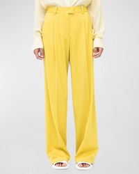 Another Tomorrow - Pleated Wide-Leg Wool Pants - Lyst