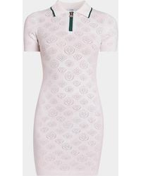 CASABLANCA - Short-Sleeve Monogram Pointelle Knit Mini Polo Dress - Lyst