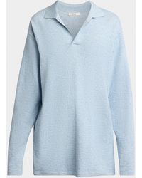 The Row - Niosa Long-Sleeved Cotton & Linen Polo Top - Lyst