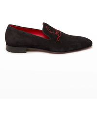 Christian Louboutin - Navy Dandelion Strass Suede Loafer - Lyst
