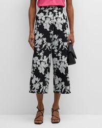 Natori - Tangier Cropped Floral-Embroidered Twill Pants - Lyst