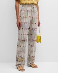 Alix Of Bohemia - Colette Arrow Stripe Embroidered Pants With Belt - Lyst