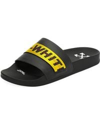off white striped slides