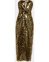 STAUD - Cece Sequined Strapless Maxi Dress - Lyst