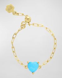Stevie Wren - 18k Gold Turquoise Heart Adjustable Chain Ring - Lyst