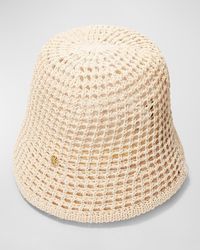 Lele Sadoughi - Open Weave Raffia & Cotton Bucket Hat - Lyst