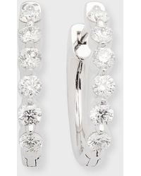 Neiman Marcus - 18k White Gold Diamond Hoop Earrings, 1 Ct.,.75" - Lyst