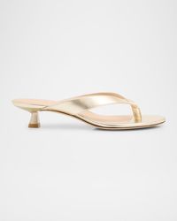 Stuart Weitzman - Rio Metallic Kitten-Heel Thong Sandals - Lyst