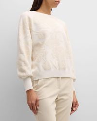 Marella - Isernia Blouson-Sleeve Floral Jacquard Sweater - Lyst