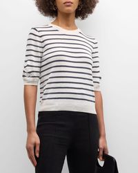 FRAME - Striped Short-sleeve Sweater - Lyst
