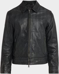 John Varvatos - Apos;S Benjamin Snakeskin-Embossed Leather Jacket - Lyst