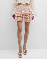 LoveShackFancy - Robeina Floral Tiered Ruffle Mini Skirt - Lyst