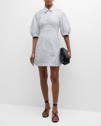 Jonathan Simkhai - Percy Puff-Sleeve Point-Collar Cotton Structured Mini Shirtdress - Lyst