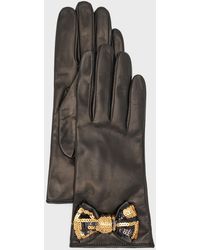 Portolano - Sequin Bow Nappa Leather Gloves - Lyst