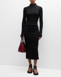 Nanushka - Verity Long-Sleeve Knit Polo Midi Dress - Lyst