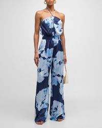 Ramy Brook - Mindy Watercolor Bloom Strapless Wide-leg Jumpsuit - Lyst