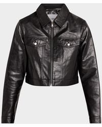 RE/DONE - Leather Crop Trucker Jacket - Lyst