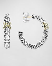 Lagos - Embrace Diamond-x Hoop Earrings W/ 18k Gold - Lyst