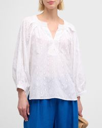 Figue - Cristina Broderie Anglaise 3/4-Sleeve Poplin Top - Lyst
