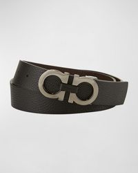 Ferragamo - Moufflon Adjustable & Reversible Double-Gancini Buckle Leather Belt - Lyst