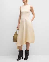 Loewe - Pleated Sleeveless Asymmetric Midi Dress - Lyst