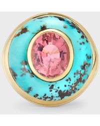 Retrouvai - Petite Lollipop Pink Tourmaline & Turquoise Ring - Lyst