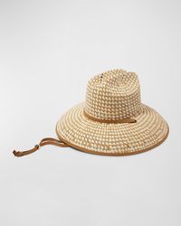Lele Sadoughi - Checkered Straw & Leather Sun Hat - Lyst