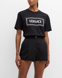 Versace - Logo Embroidered Jersey T-Shirt - Lyst