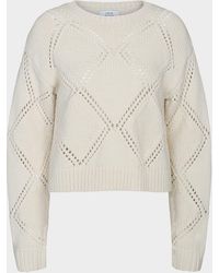 Vince - Textured Argyle Italian Wool Sweater - Lyst