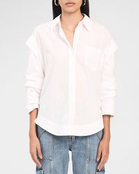 10 Crosby Derek Lam - Marley Button-Front Ruched Sleeve Shirt - Lyst