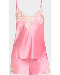 Christine Lingerie - Gazebo Lace-Trim Silk Cami & Shorts Pajama Set - Lyst