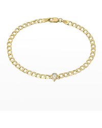 Zoe Lev - 14K Cuban Link Bracelet With Diamond Pear Bezel - Lyst