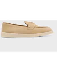 Prada - Suede Slip-on Casual Loafers - Lyst
