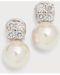 Majorica - Selene Cubic Zirconia Quad And Pearl Omega Earrings - Lyst