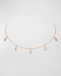 Messika - Move Uno 18k Rose Gold Tassel Pave Choker Necklace - Lyst