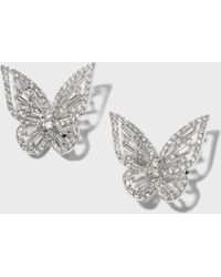 Alexander Laut - White Gold Baguette And Round Diamond Butterfly Earrings - Lyst